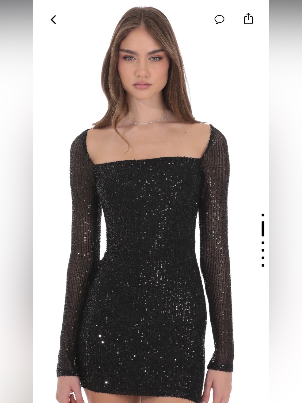 Lucy in the Sky Black Sequin Square-Neck Long Sleeve Mini Dress